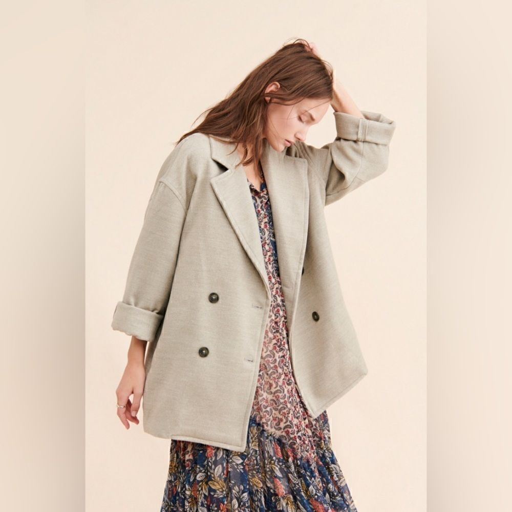 FREE PEOPLE LARGE HANNAH SUPER SOFT BLAZER OREGANO - Picture 2 of 4